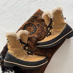 Sorel Camel and Ebony Snow Boots